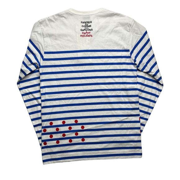 5-92 COMME DES GARCONS Men's Top Striped Blue White Small - Picture 2 of 9